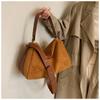 Style Fashion Zipper Solid Faux Suede Top-Handle Bag High Quality Large Capacity Simple Shoulder Bag