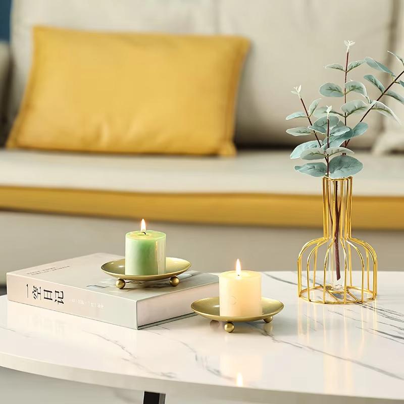 Железо Черный Золотой Подсвечники Столбик Металлическая Тарелка для Свадебной Вечеринки Фестиваль Подсвечник Художественный Подарок Домашнее Украшение