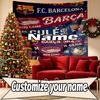 Custom Name Personalized Barcelona FC Soccer Print Tapestry, Wall Art Decor, Bedroom, Dorm, Apartment, LivingRoom, Party Backdrop, Gift for Birthday