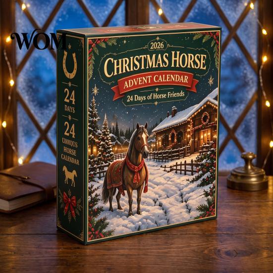 Cute Acrylic Collection Toys Christmas Pony Advent Calendar, 24-Day Ornament Set with Mini Kids Party Favors Horse Figures, Tree Hanging Countdown