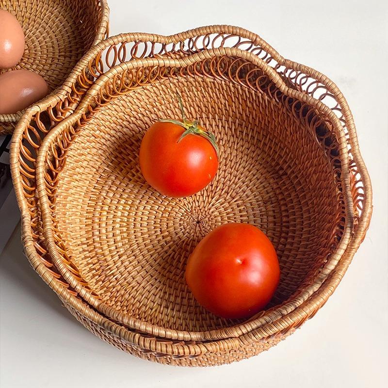 Осенняя лоза ручной работы плетеная корзина для хранения фруктов, конфет, закусок, тарелка для выпечки, китайская фруктовая тарелка