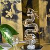 Four Cart Dragon Clear, Total Length: 14.5cm, Handmade Glass, Feng Shui, Good Luck, Ascending Dragon