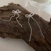 Bow Tassel Ear Clips, Sweet Personality And Thin Round Bead Chain, Ear Bone Clips, Long Earrings Without Piercings, Women