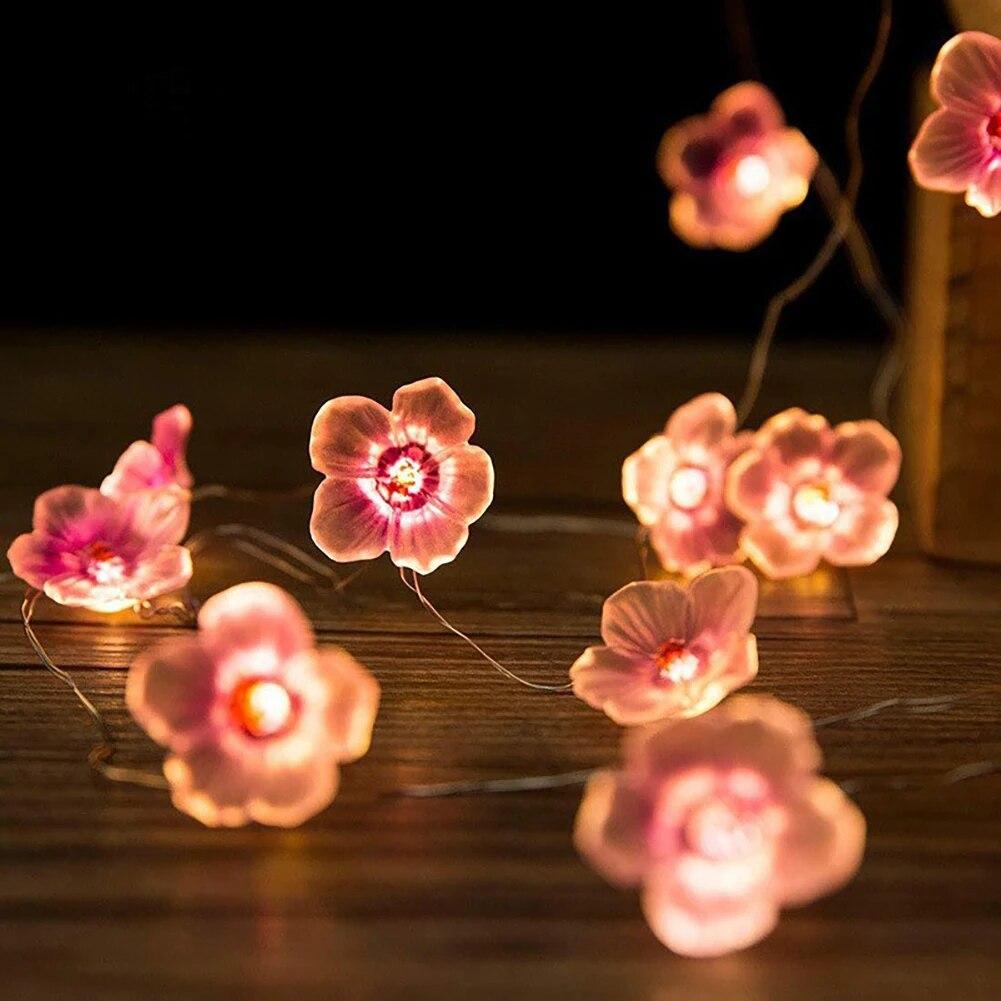 2M 20 Leds Pink Cherry Blossom String Lights Christmas Holiday Decoration Led Light Garland Hanging Light String