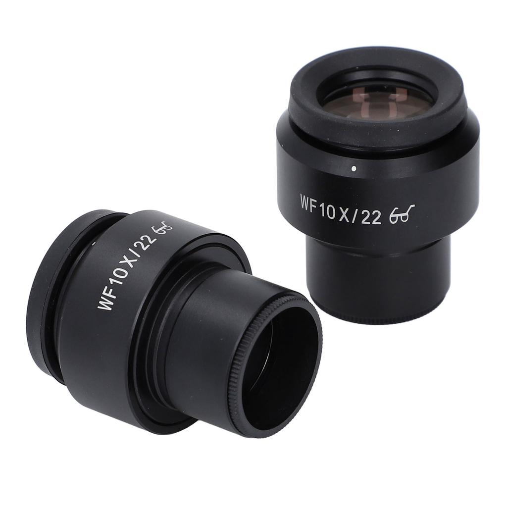 2PCS 10X Microscope Eyepieces 22mm High Eye Spot Wide Field Optical Lens Eyepiece Diopter Adjustment 30mm Mount