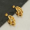 New titanium steel gold-plated European and American-style luxury geometric multi-layer design earrings, offering a unique and sophisticated look