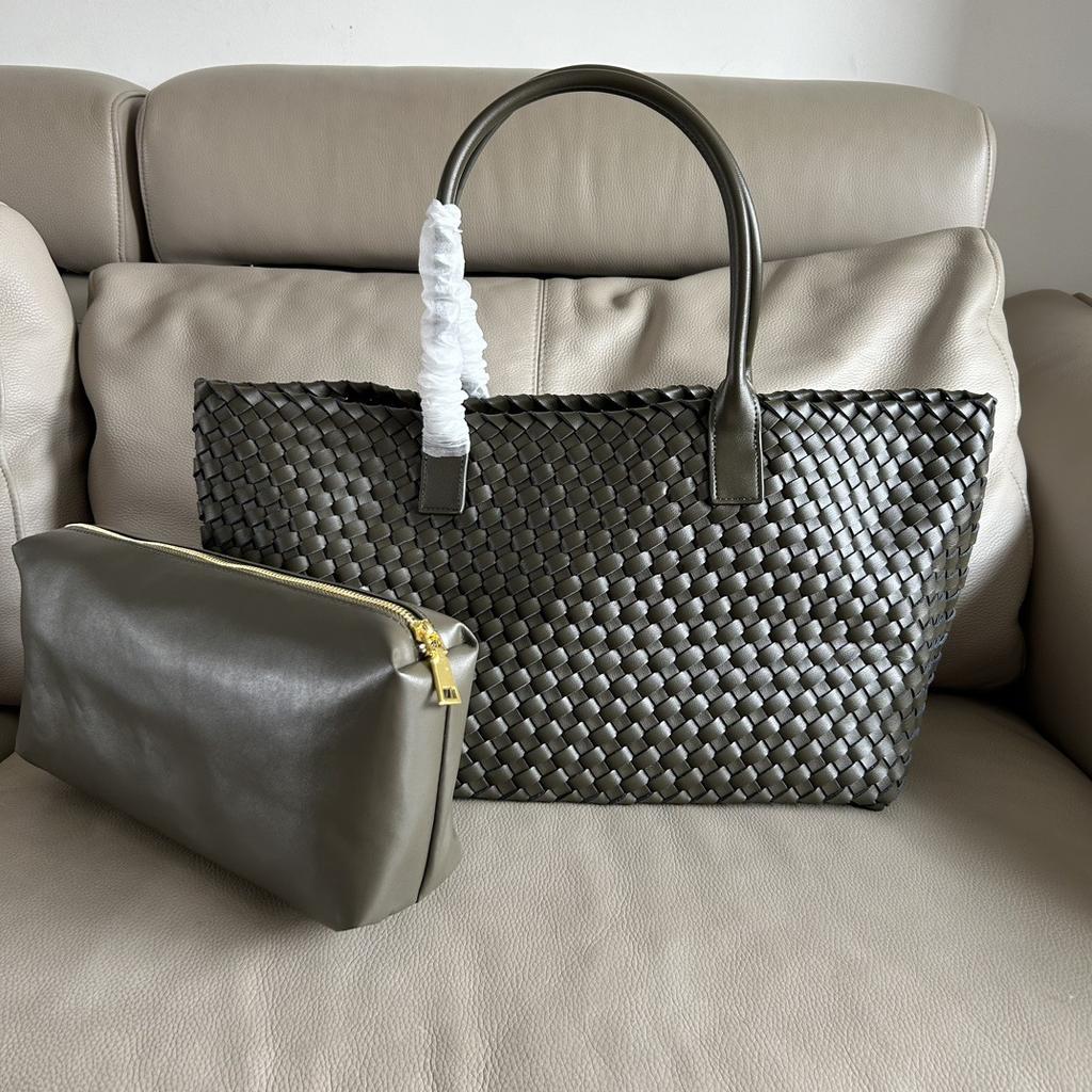 Сумка ручной работы из натуральной кожи, плетеная, новая, большой емкости, сумка-тоут для мамы, корзина для овощей, ручная сумка через плечо