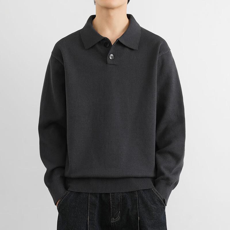 Hengyuanxiang Men's Premium Cotton Long-Sleeve Polo Sweater