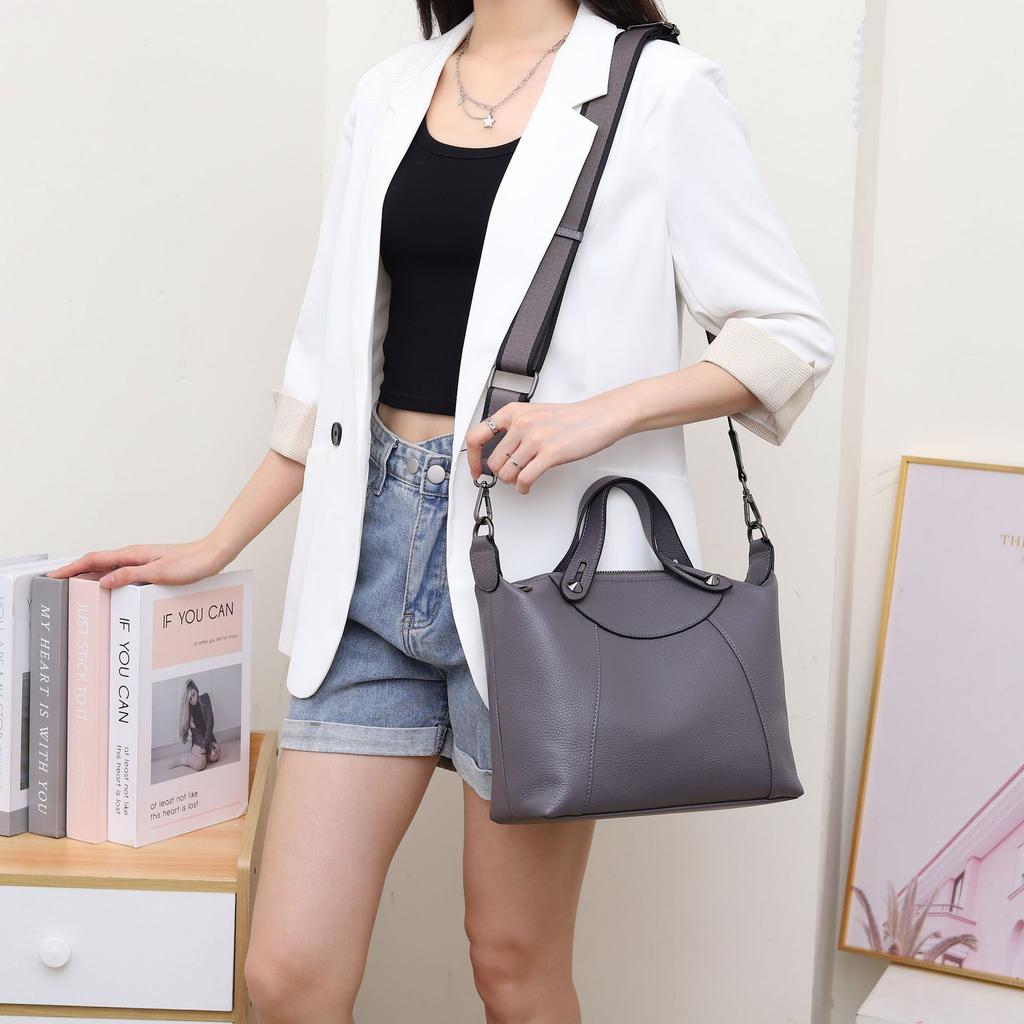 Женская сумка через плечо из коровьей кожи, большая вместимость, женская модная простая сумка для покупок, практичная и вместительная сумка из мягкой кожи