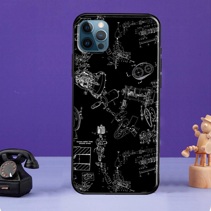 Автомобильные запасные части, чехол для двигателя автомобиля для iPhone 13 11 14 Pro Max 12 mini, полный чехол для iPhone XR XS Max X 7 8 Plus SE 2020