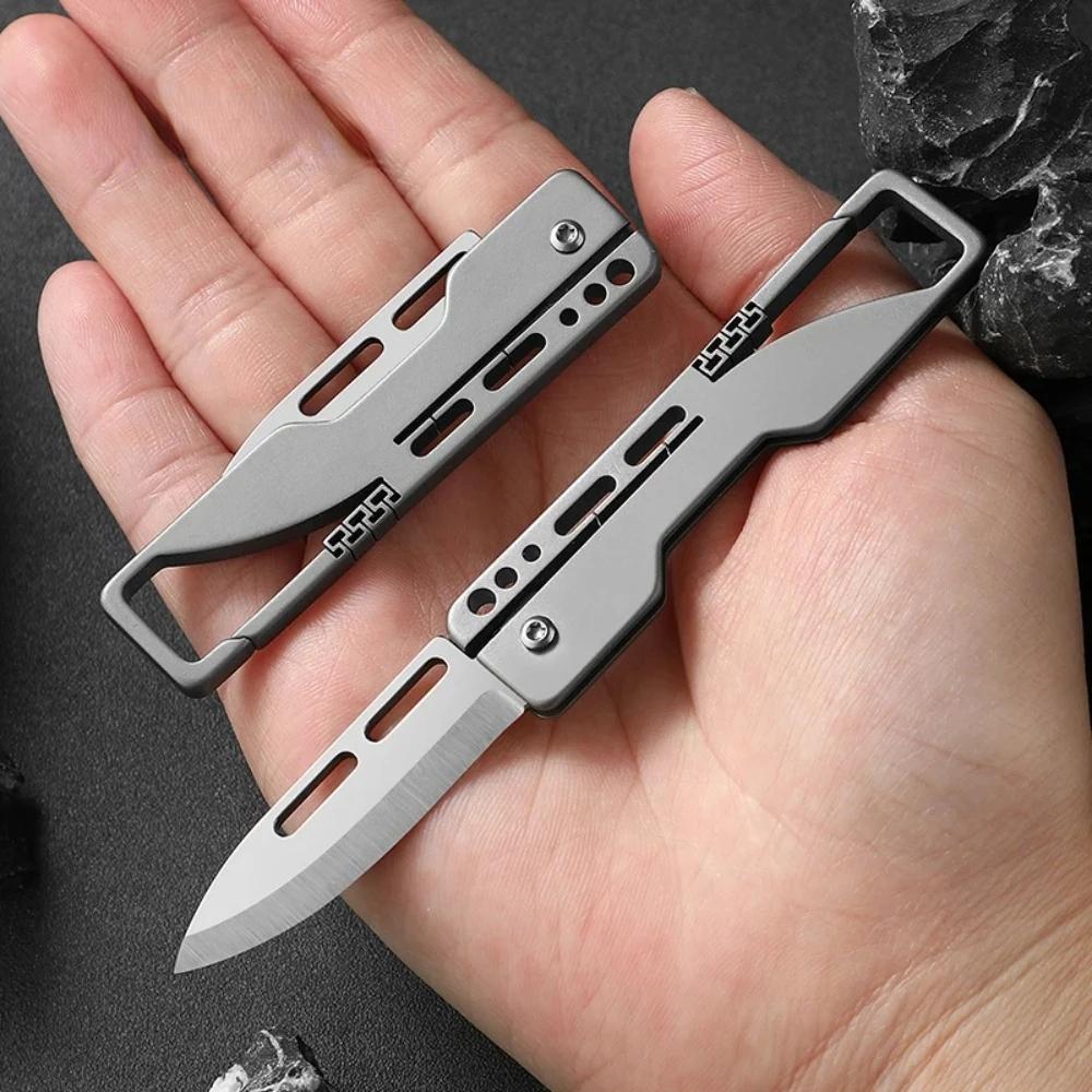 New Mini Titanium Folding Ultra Thin Pocket Women's Keychain Tanto Folding Small Pocket Knife