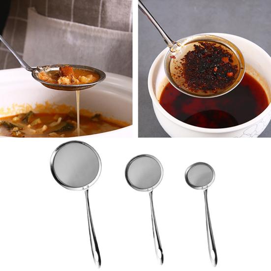 3 шт., сито, ложка, прочная мелкая сетка, ложка для масляного фильтра из нержавеющей стали, прочный долговечный фильтр для дома