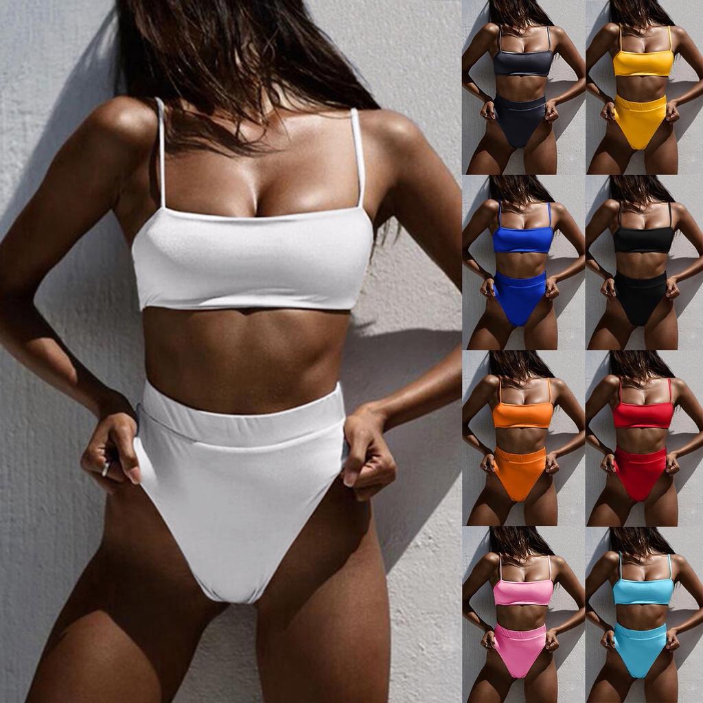 Women's Bikini High Waisted  Two Piece Swimsuit Sling Swimwear