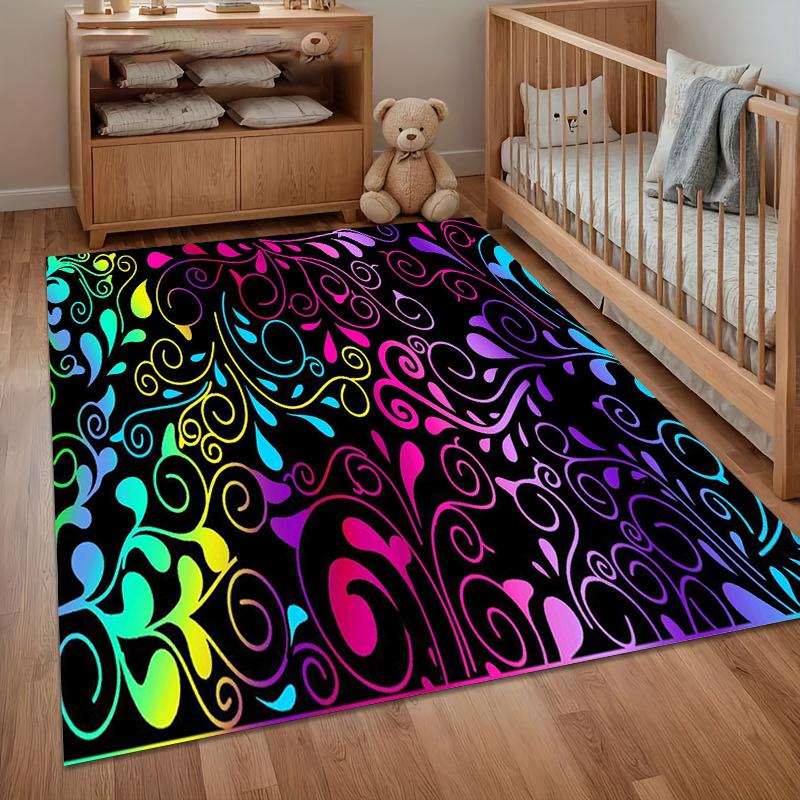1pc Area Rug Carpet Soft Non Slip Washable Rainbow Swirl Psychedelic Floor Mat for Bedroom Living Room Kids Room Home Decor Rug