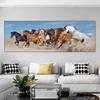 Животное семь бегущих лошадей золотой холст живопись черно-белые постеры и принты настенные художественные фотографии домашний декор без рамки