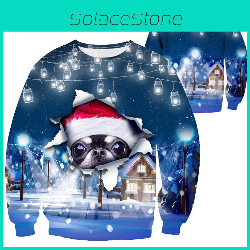 Unisex Ugly Christmas Sweater With Funny Dog Print And Soft Breathable Fabric