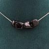 Stones and Minerals. Necklace 4 Pearls Tourmaline Schorl from Brazil Steel Chain Necklace for Women, Men. Customizable Size.
