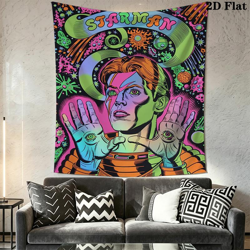 David Bowie: Starman Cosmic Pattern Home Decor Tapestry, Wall Hanging, Decorative RV Wall Cloth.ZGT0914031