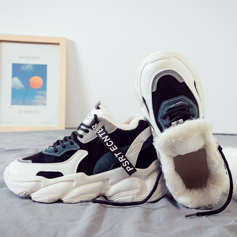 Fleece Thickened Warm High-top Cotton Shoes for Women's Winter New Versatile Little White Sports Winter Models