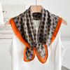Chessboard plaid 71CM cotton and linen silk scarf small square scarf women's spring and autumn summer thin scarf scarf linen headscarf belt