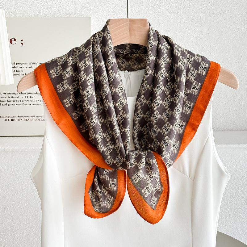 Chessboard plaid 71CM cotton and linen silk scarf small square scarf women's spring and autumn summer thin scarf scarf linen headscarf belt