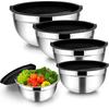 Mixing Bowl Set of 5, Stainless Steel Metal Nesting Salad Bowl with Lid Set, Non-Toxic & Durable, Airtight Lid & Easy Clean