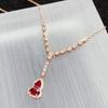 S925 Silver Natural Ruby Small Gourd Necklace - Exquisite, Luxurious, Versatile, High-End Gem Clavicle Chain