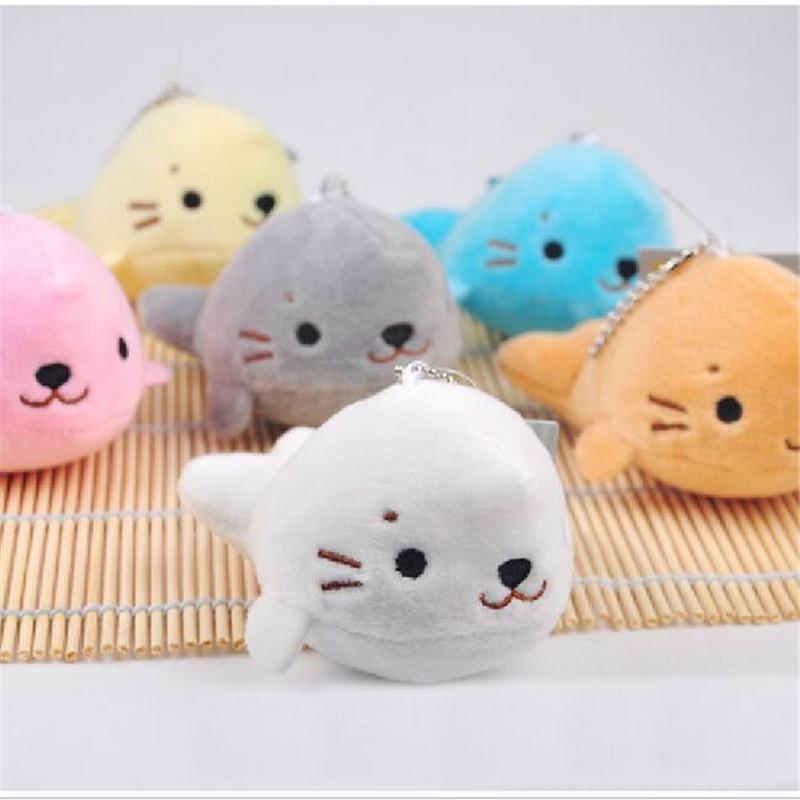 1Pcs Cotton 10CM Sea Lion Plush Toys Cute Animal Small Pendant Stuffed Toys For Girs Gifts Key Chain Pendants