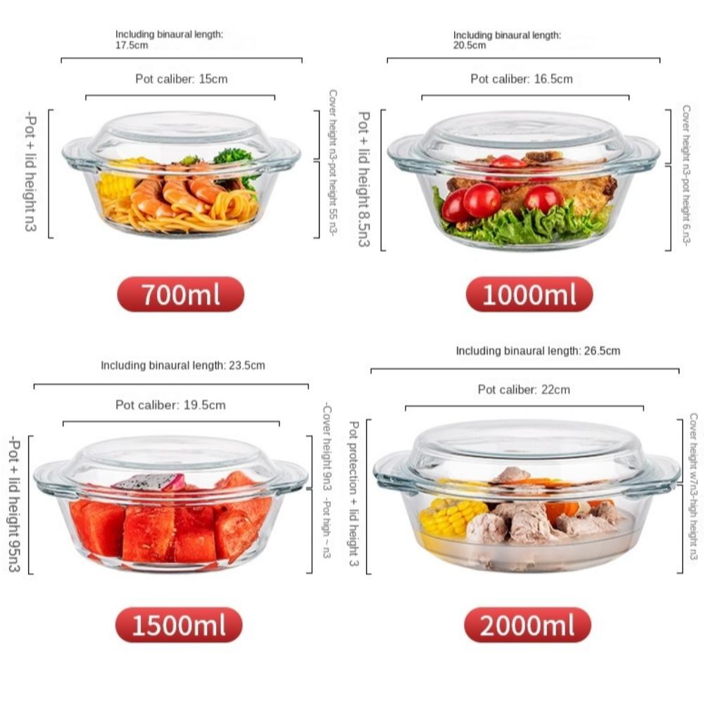 Высококачественная хрустальная миска из боросиликатного стекла, термостойкая бытовая кастрюля для приготовления пищи, контейнер для хранения продуктов