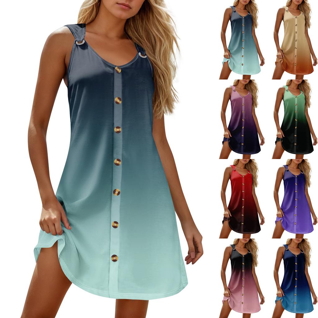 Летние платья для женщин Пляжные бохо без рукавов с принтом Футболки-майки Сарафаны