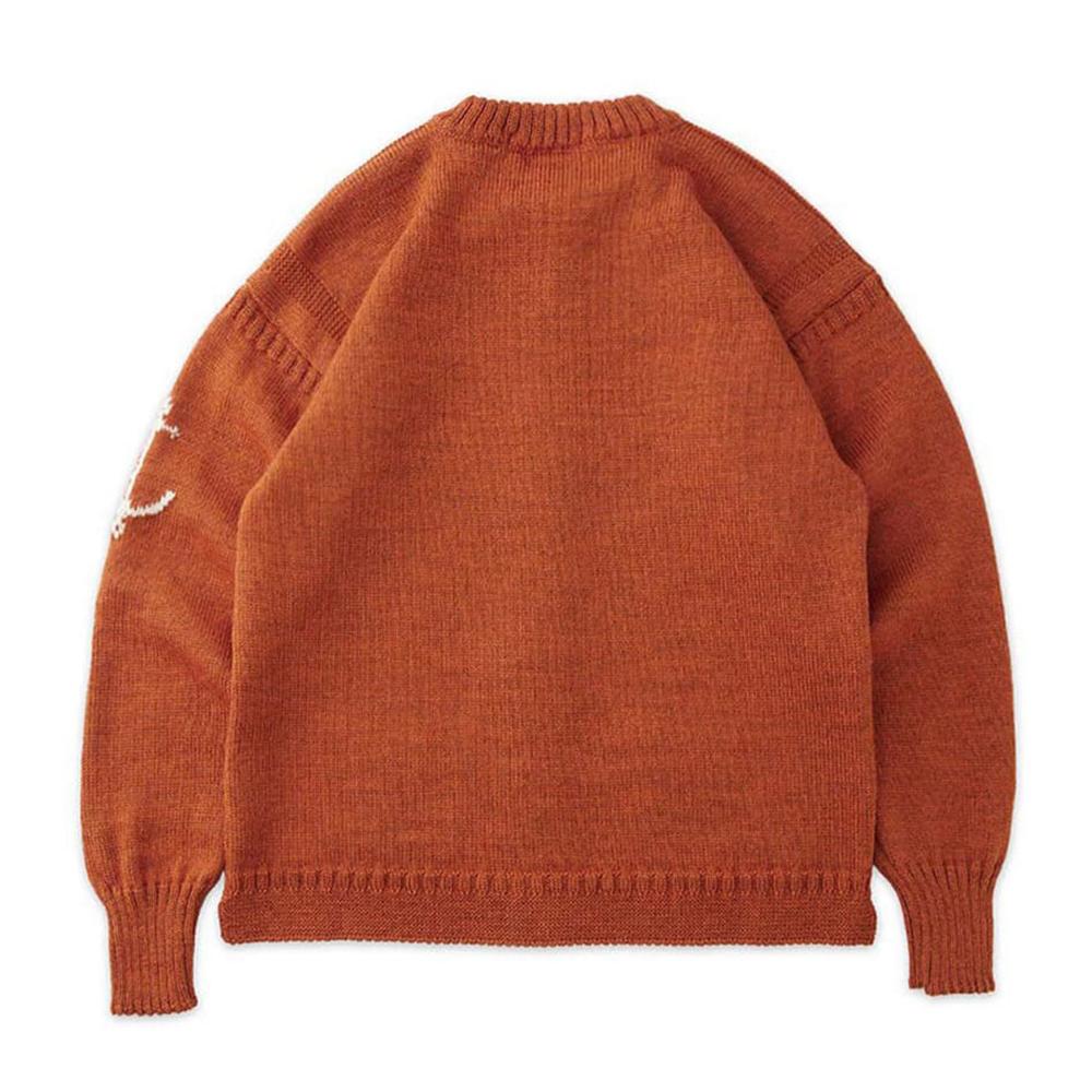 Guernsey Woollens Fisherman Wholegarment Cardigan - Burnt Orange