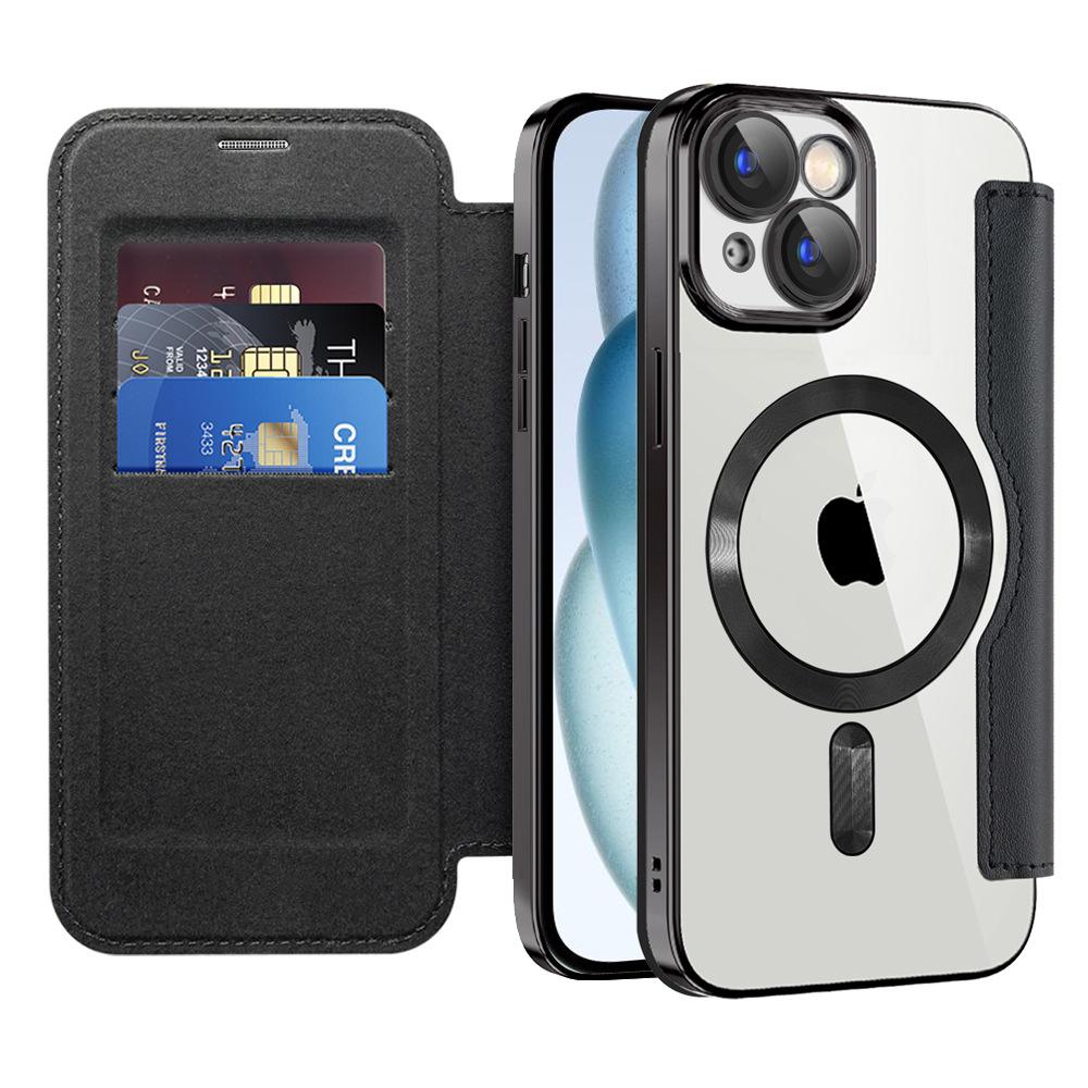 Чехол-книжка из кожи Golden Shield Business с магнитным покрытием, подходит для iPhone 16Plus, чехол для мобильного телефона Apple, противоугонная щетка 15ProMax