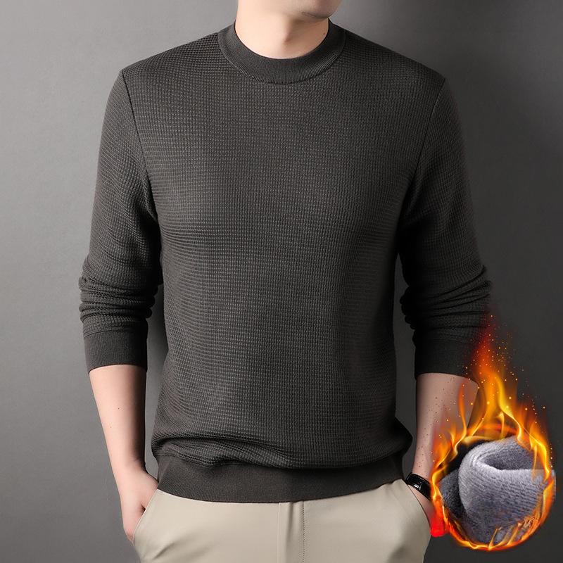 Новый зимний модный брендовый бархатный свитер для мужчин, модная повседневная теплая мужская рубашка с круглым вырезом для мужчин
