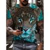 Animal 3D Printed Leopard Print Fashion Personalized Top O-neck Short Sleeved T-shirt