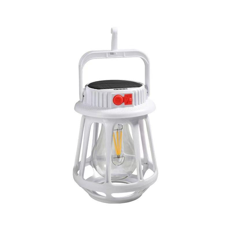 Solar Rechargeable Outdoor Camping Lantern with Strong Beam Flashlight Portable LED Spot Light for Tent Hiking Emergency Use