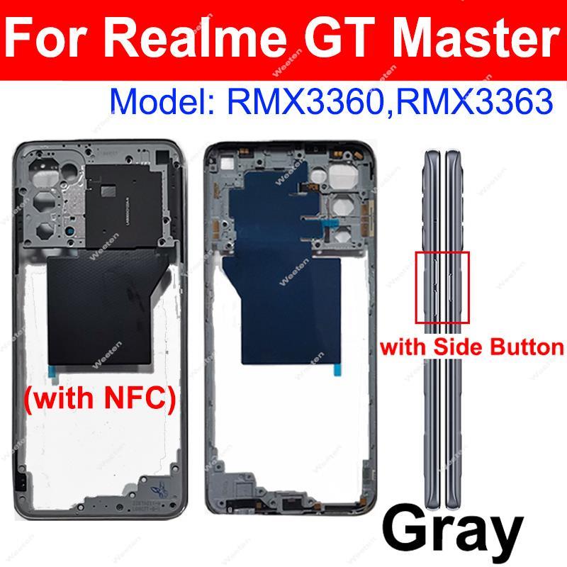 For Realme GT Master Middle Houisng Holder Back Cover Battery Housing Bezel Mid Frame with Side Buttons NFC Parts