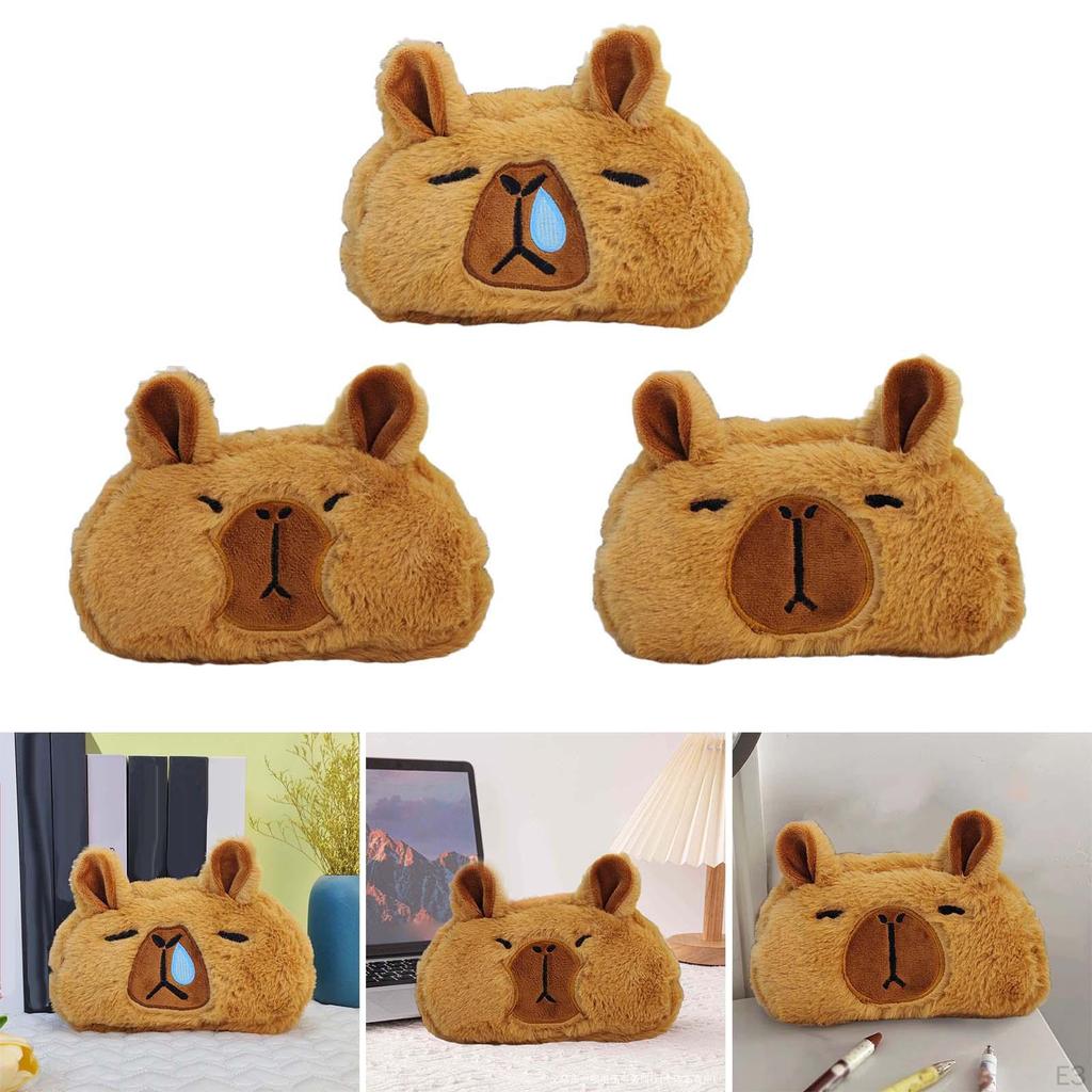 Очаровательный плюшевый пенал в виде капибары — органайзер для канцелярских принадлежностей с милыми животными