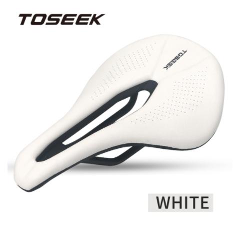 TOSEEK Simple Comfortable Bike Carbon Seat Black Cushion Plastic/PVC Leather Ventilation Soft Massage Lightweight Road Mountain