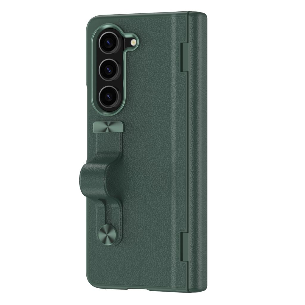 Ремешок на запястье для Samsung Galaxy Z Fold 6 5 4 3, чехол, кольцевой кронштейн, шарнир из искусственной кожи, защитная пленка, тонкий дизайн, пряжка на кольцо на палец