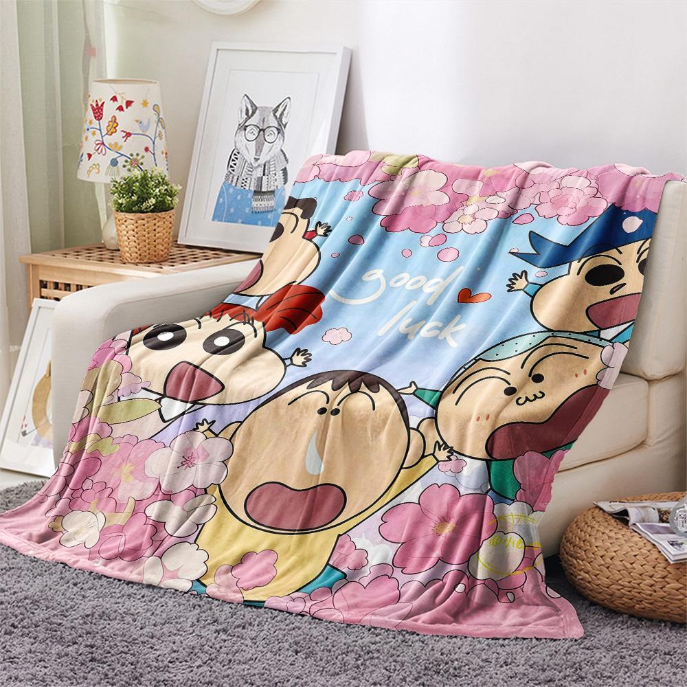 Crayon Shin‑chan Flannel Blanket, High quality Comfortable for All Seasons, Home Decor, Warmth and Comfort