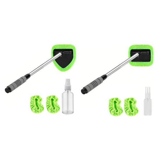 Car Glass Cleaning Brush Windshield Cleaner with 180-Degree Swivel Head Long Handle RV Car Window Cleaning Scrubber
