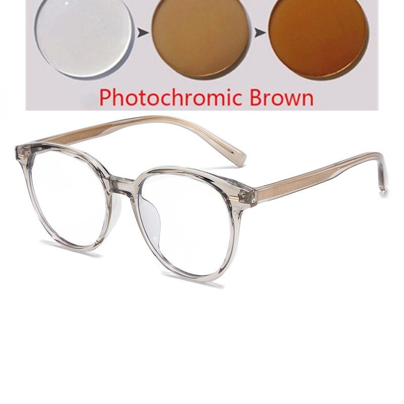 Blue Light Blocking Leopard Frame Round Nearsighted Glasses Unisex TR90 Oversized Myopia Glasses Prescription 0 -0.5 -0.75 To -6