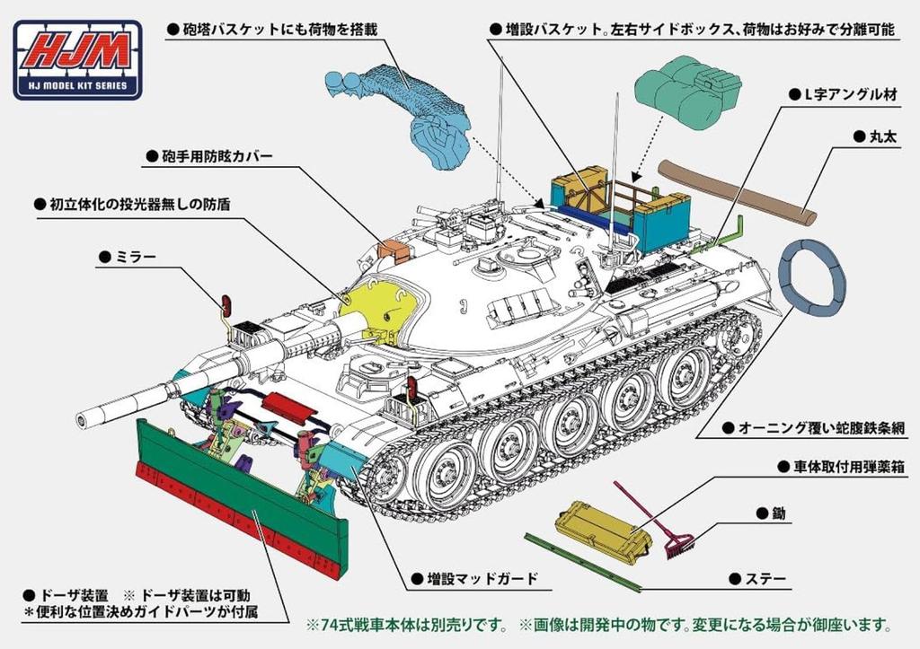 Hobby Japan Серия наборов моделей HJ Тип 74 Танк Отвал Набор дополнительных деталей с ограниченными деталями Пластиковые детали для сборки HJMM007LTD 1/35 №7LTD & (танк)