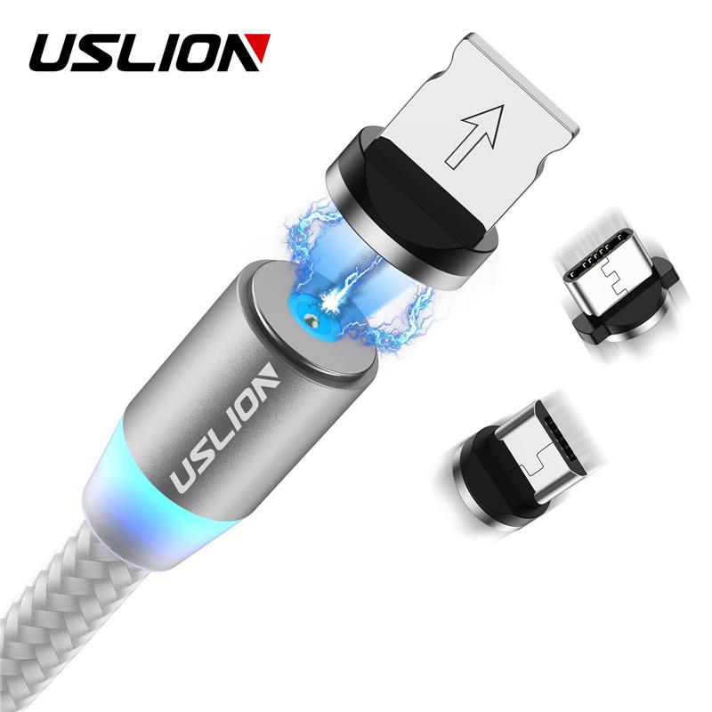 USLION 3M Magnetic Micro USB Cable For Samsung Android Phone Type-c Charging For iPhone Charger Cord