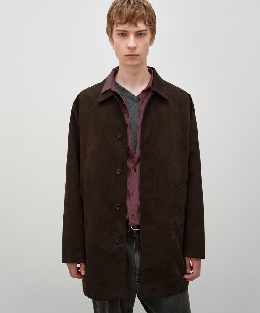 INSILENCE Poe Suede Car Coat Brown
