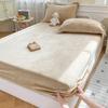 Теплые и Толстые Эластичные Простыни Однотонные Регулируемые Фланелевые Зимние Наматрасники Бархатное Постельное Белье Размеры 90/150/180/200