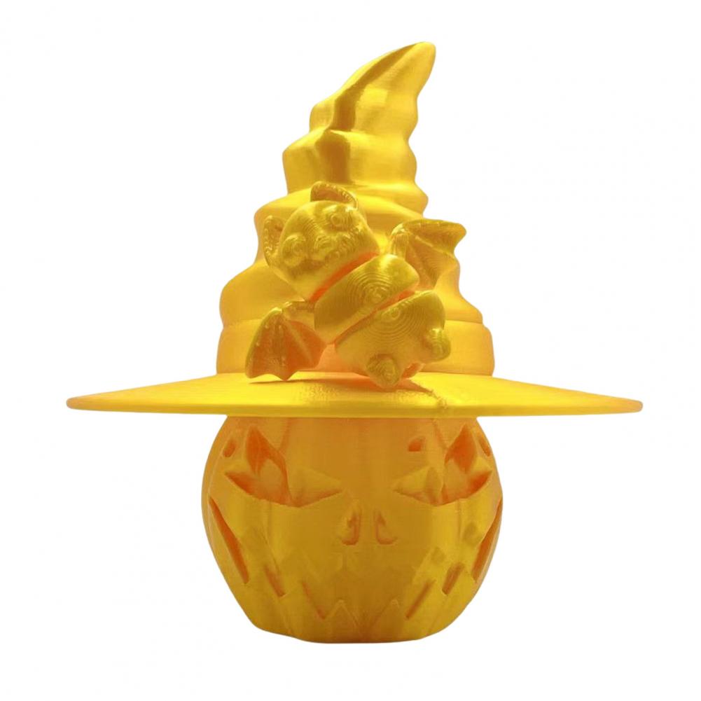 Holiday Pumpkin Decoration Colorful Halloween Pumpkin Figurine with Bat Witch Hat 3d Printed Fidget Toy for Home Office Decor