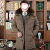 Down Jacket Men's Winter Thickened Medium and Long Dad Loose Large Size Hooded Big Fur Collar Jacket