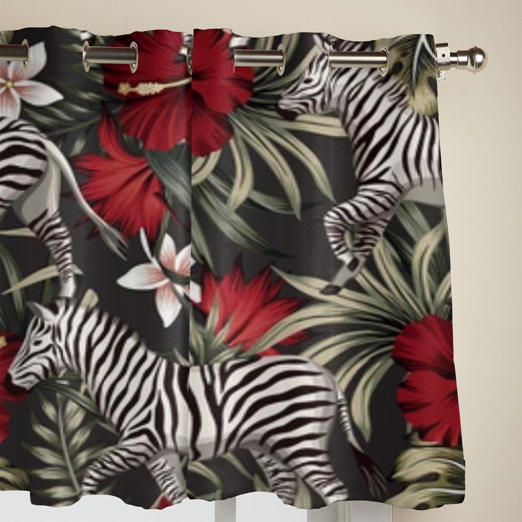 Тропические пальмовые листья, цветок гибискуса, зебра, занавески для гостиной, кухни, современные занавески, домашний декор, жалюзи, шторы