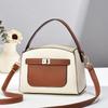 Chic Summer Small Square Bag For Women In Trendy Color Block Soft Leather With Zipper Closure